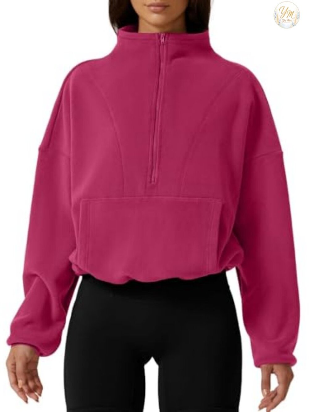 Women Half Zip Fleece Sweatshirt Mock Neck Long Sleeve Winter Cozy Sherpa